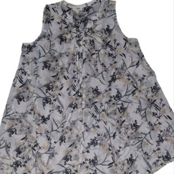 Umgee Dress Tunic Sleeveless Medium Sheer Boho Tie Front Thin Floral Ivory - Picture 1 of 5